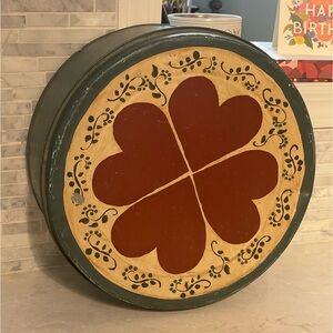 Large Vintage Tin Hand Painted